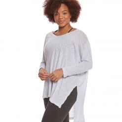 CLOTHING Hard Tail Plus Size Oversized 3/4 Sleeve Raglan Layering Top Dove