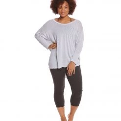 CLOTHING Hard Tail Plus Size Oversized 3/4 Sleeve Raglan Layering Top Dove