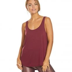Bella + Canvas Flowy Side Slit Workout Tank Top Maroon
