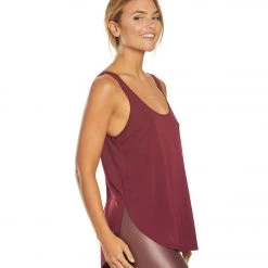 Bella + Canvas Flowy Side Slit Workout Tank Top Maroon