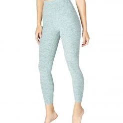 Beyond Yoga Spacedye High Waisted Caught In The Midi 7/8 Yoga Leggings True Teal/White