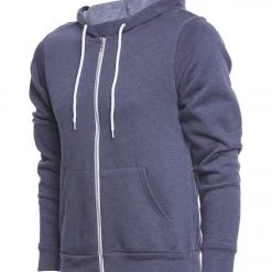 CLOTHING Bella + Canvas Men's Sponge Fleece Full Zip Hoodie Heather Navy