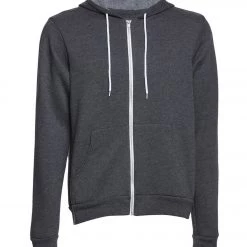 Bella + Canvas Men's Sponge Fleece Full Zip Hoodie Dark Grey Heather CLOTHING