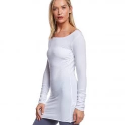 Hard Tail Long Sleeve Skinny Yoga Tee White