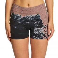 Hard Tail High Rise Yoga Booty Shorts Brown/Black Diagonal Butterfly