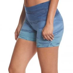 Hard Tail High Rise Yoga Booty Shorts Blue/Green Rainbow Horizon CLOTHING