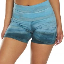 Hard Tail High Rise Yoga Booty Shorts Green/Blue Rainbow Horizon CLOTHING