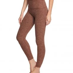 Women Beyond Yoga Spacedye High Waisted Caught In The Midi 7/8 Yoga Leggings Red Rock/Tumbleweed