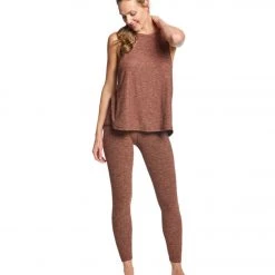 Women Beyond Yoga Spacedye High Waisted Caught In The Midi 7/8 Yoga Leggings Red Rock/Tumbleweed