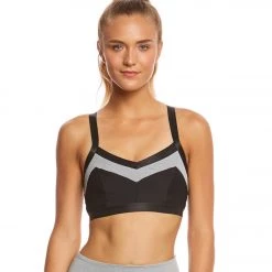 Beyond Yoga Full Disclosure Yoga Sports Bra Gray Pintuck CLOTHING