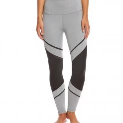 Beyond Yoga Full Disclosure High Waisted Yoga Leggings Gray Pintuck