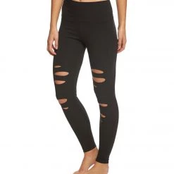 CLOTHING Hard Tail Flat Waist Laser Ankle Yoga Leggings Black