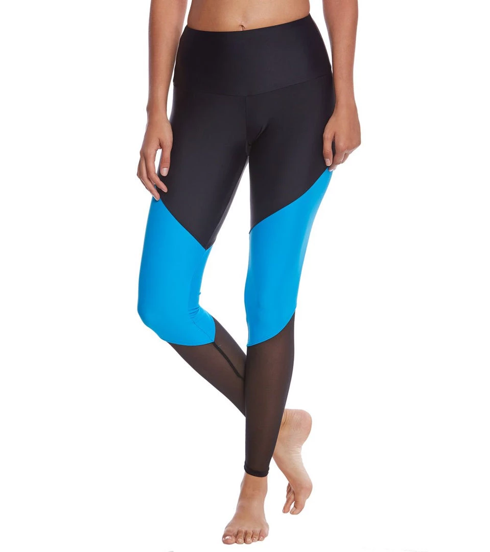 Onzie High Waisted Track Yoga Leggings Indian Blue Combo CLOTHING 3 Onzie High Waisted Track Yoga Leggings Indian Blue Combo CLOTHING