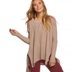 Hard Tail Thumbhole Slit Seam Side Pullover Mauve