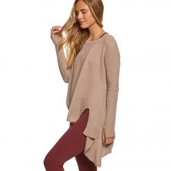 Hard Tail Thumbhole Slit Seam Side Pullover Mauve