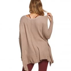 Hard Tail Thumbhole Slit Seam Side Pullover Mauve