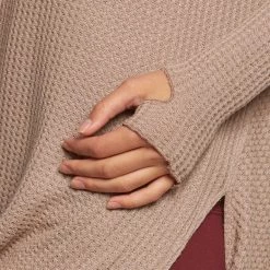 Hard Tail Thumbhole Slit Seam Side Pullover Mauve