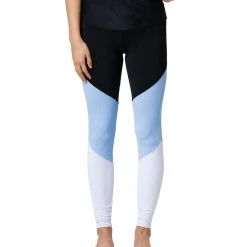 Onzie High Waisted Track Yoga Leggings Black/Bouquet/White Rib Women