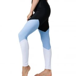 Onzie High Waisted Track Yoga Leggings Black/Bouquet/White Rib Women