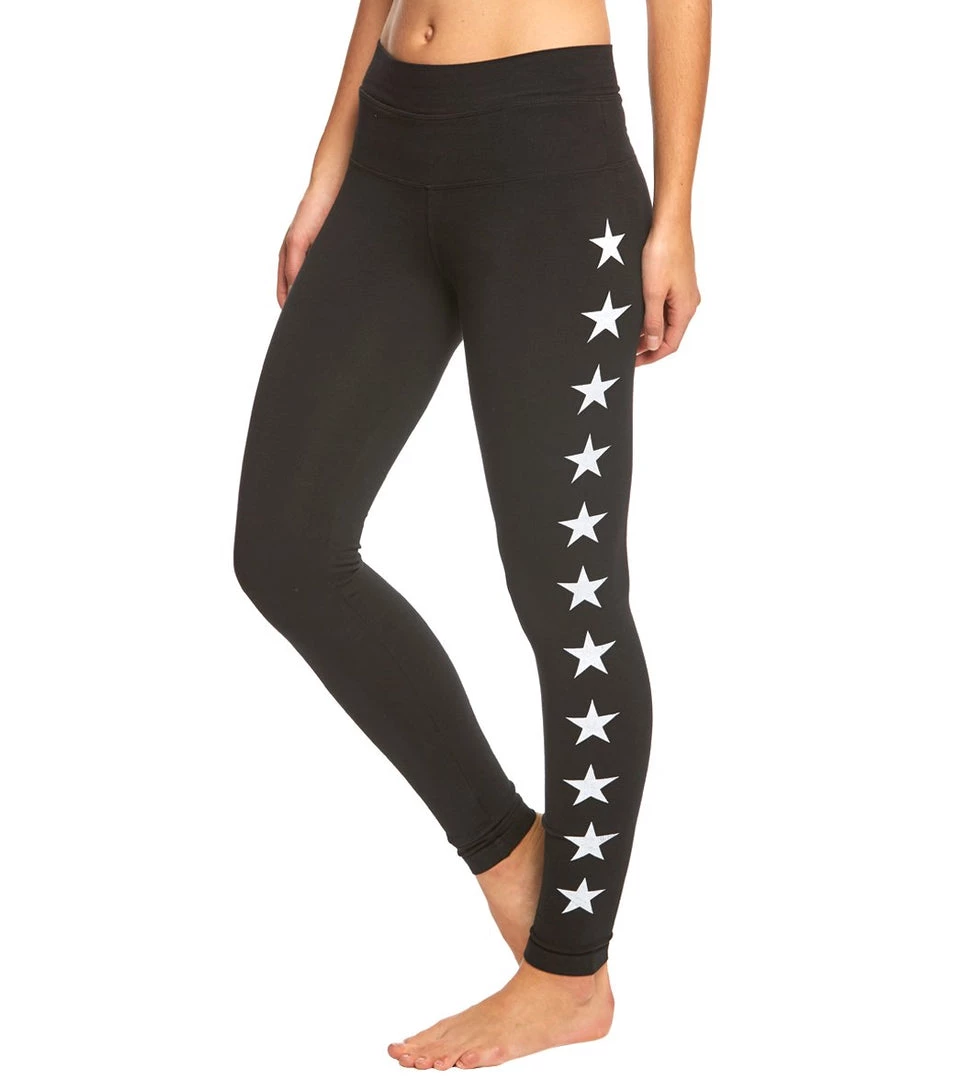 Hard Tail High Rise Star Ankle Cotton Yoga Leggings Black/White 3 Hard Tail High Rise Star Ankle Cotton Yoga Leggings Black/White