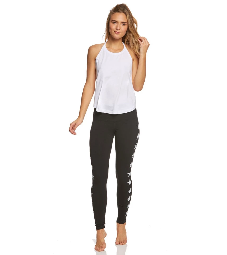 Hard Tail High Rise Star Ankle Cotton Yoga Leggings Black/White 6 Hard Tail High Rise Star Ankle Cotton Yoga Leggings Black/White