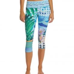 PrAna Pillar Printed Yoga Capris Bluegrass Paradise CLOTHING