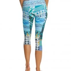 PrAna Pillar Printed Yoga Capris Bluegrass Paradise CLOTHING