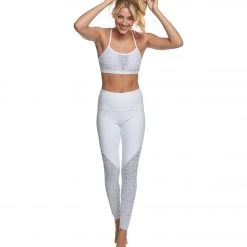 Beyond Yoga Cut It Close Mesh High Waisted Yoga Leggings White CLOTHING