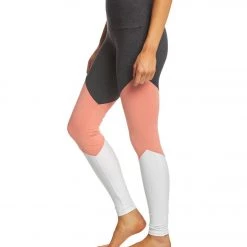 Onzie High Waisted Track Yoga Leggings Peach Pink Majestic Combo