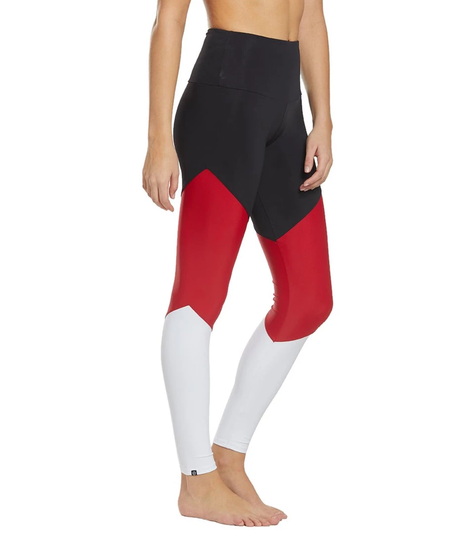 Onzie High Waisted Track Yoga Leggings Black/Red Combo 4 Onzie High Waisted Track Yoga Leggings Black/Red Combo
