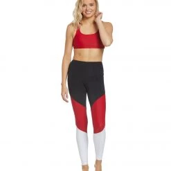 Onzie High Waisted Track Yoga Leggings Black/Red Combo 12 Onzie High Waisted Track Yoga Leggings Black/Red Combo