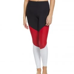 Onzie High Waisted Track Yoga Leggings Black/Red Combo 15 Onzie High Waisted Track Yoga Leggings Black/Red Combo