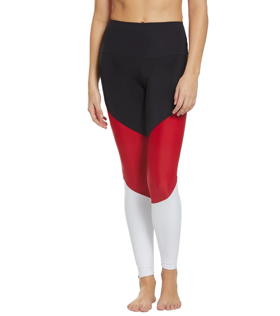 Onzie High Waisted Track Yoga Leggings Black/Red Combo 9 Onzie High Waisted Track Yoga Leggings Black/Red Combo
