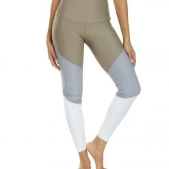 Onzie High Waisted Track Yoga Leggings Dust Fossil Combo