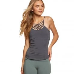 Hard Tail Front Lace Low Back Support Tank Top Onyx