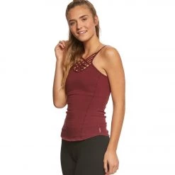 CLOTHING Hard Tail Front Lace Low Back Support Tank Top Fig
