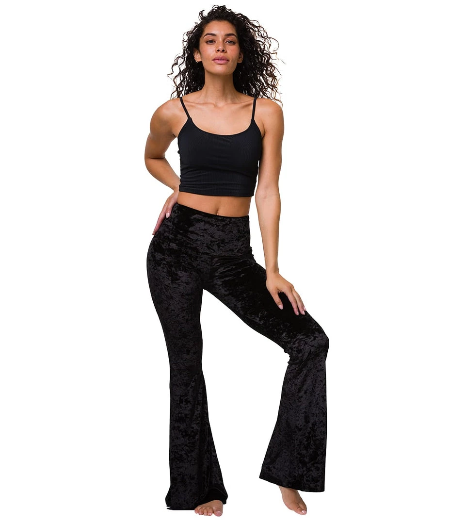 Onzie Bell Flare Yoga Pants Black Crushed Velvet CLOTHING 6 Onzie Bell Flare Yoga Pants Black Crushed Velvet CLOTHING