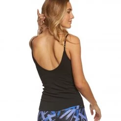 Hard Tail Front Lace Low Back Support Tank Top Black CLOTHING