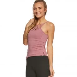 Hard Tail Front Lace Low Back Support Tank Top Dusty Rose CLOTHING