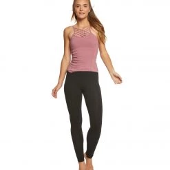 Hard Tail Front Lace Low Back Support Tank Top Dusty Rose CLOTHING