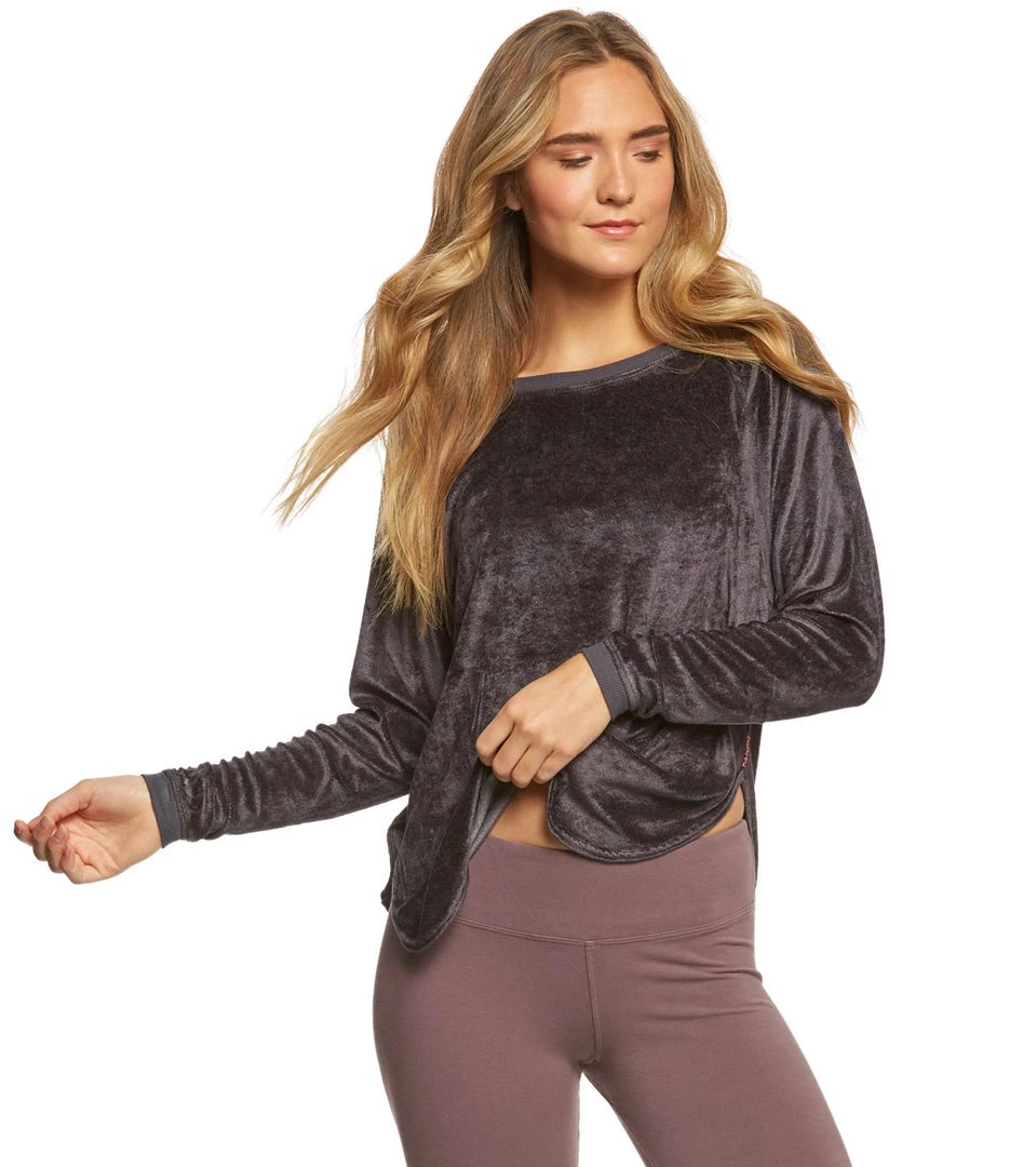 Hard Tail Velvet Raglan Shoulder Slide After Yoga Pullover Earl Gray 3 Hard Tail Velvet Raglan Shoulder Slide After Yoga Pullover Earl Gray