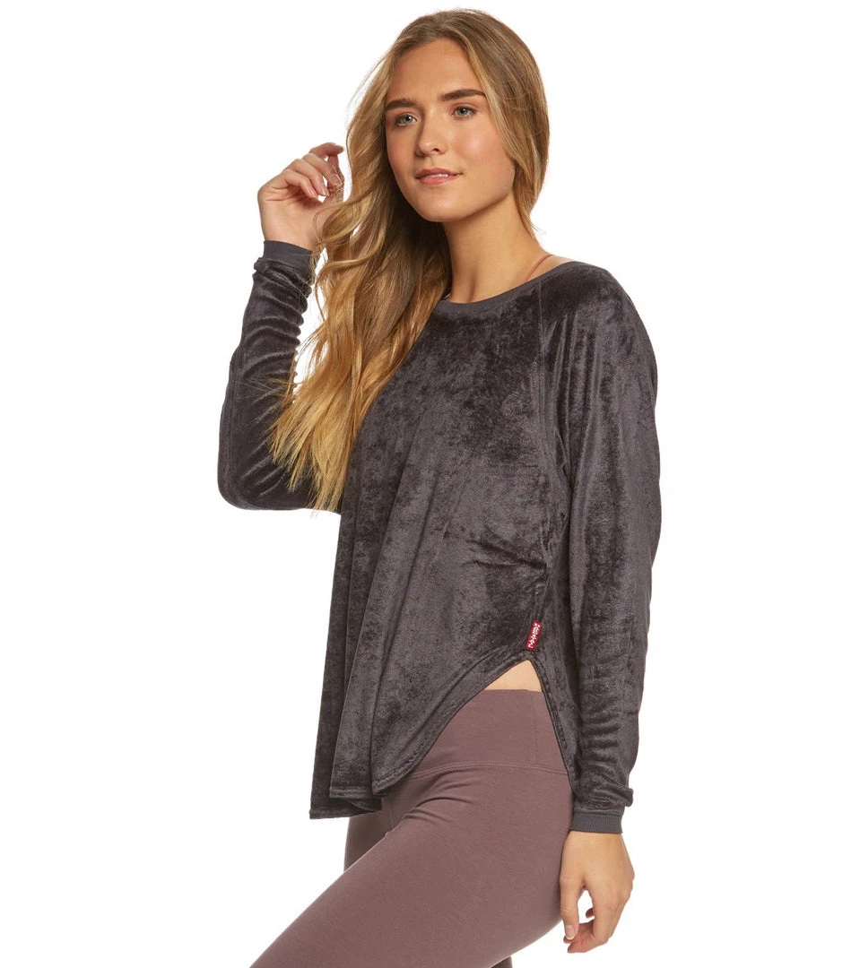 Hard Tail Velvet Raglan Shoulder Slide After Yoga Pullover Earl Gray 4 Hard Tail Velvet Raglan Shoulder Slide After Yoga Pullover Earl Gray