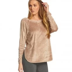 Hard Tail Velvet Raglan Shoulder Slide After Yoga Pullover Mauve