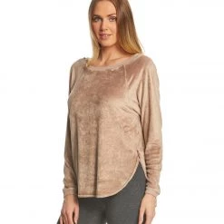 Hard Tail Velvet Raglan Shoulder Slide After Yoga Pullover Mauve
