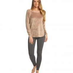 Hard Tail Velvet Raglan Shoulder Slide After Yoga Pullover Mauve