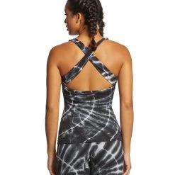 CLOTHING Hard Tail Open Back Support Tank Top Black/White Sun Ray