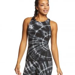 CLOTHING Hard Tail Open Back Support Tank Top Black/White Sun Ray