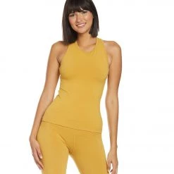 Women Hard Tail Open Back Support Tank Top Honeygold