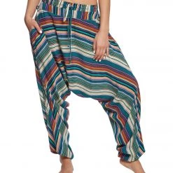 Buddha Pants Stripes Harem Pants Green CLOTHING