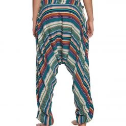 Buddha Pants Stripes Harem Pants Green CLOTHING